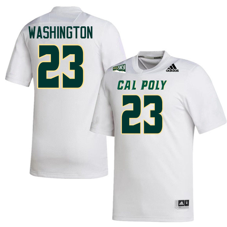 Cal Poly Mustangs #23 Tyrei Washington College Football Jerseys,Uniforms Stitched-White